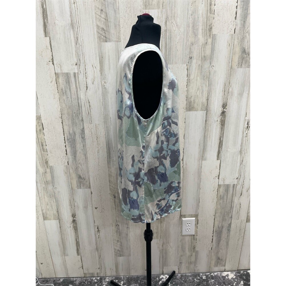 Ann Taylor Blouse Womens L Watercolor Floral Blue Green Sleeveless Top sku548 - Picture 4 of 11